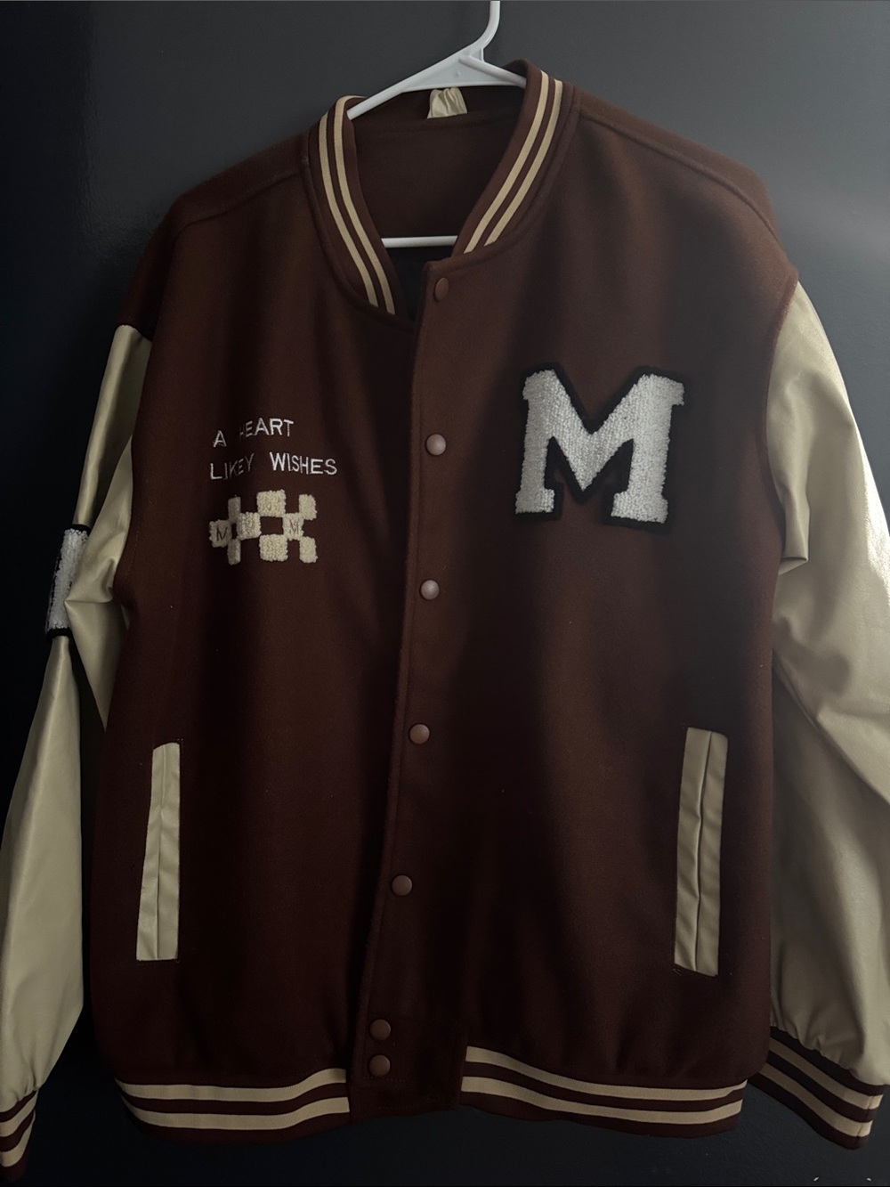 Brown and Cream Varsity Letterman Jacket